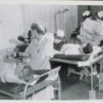 Nurses at blood drive, 1940s