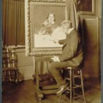 Charles Noel Flagg at his easel, Hartford, ca. 1915