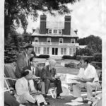 Governor Ribicoff and reporters, Hartford, 1955