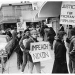 United Farm Workers with "Impeach Nixon" sign, Hartford, 1974