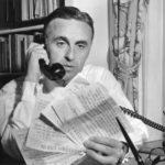 Governor Ribicoff with telegram relating to drought, 1957